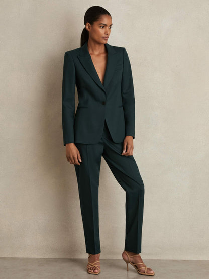 Reiss Petite Wool-Blend Single-Breasted Suit Blazer in Green
