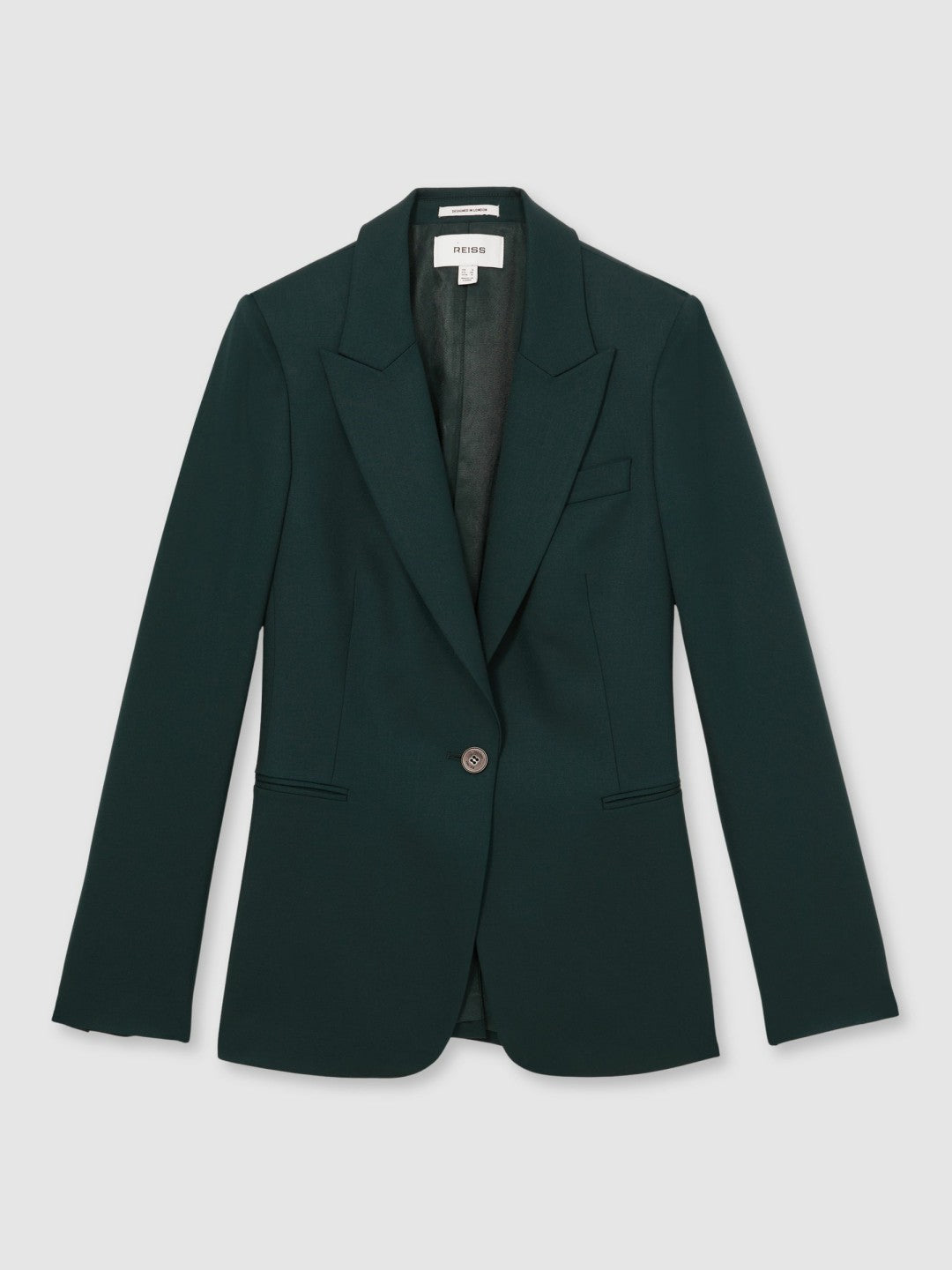 Reiss Petite Wool-Blend Single-Breasted Suit Blazer in Green