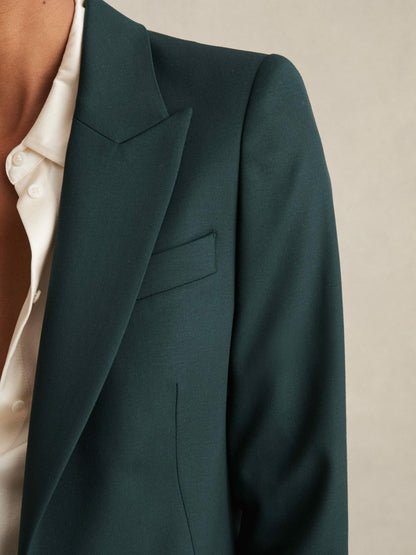 Reiss Petite Wool-Blend Single-Breasted Suit Blazer in Green