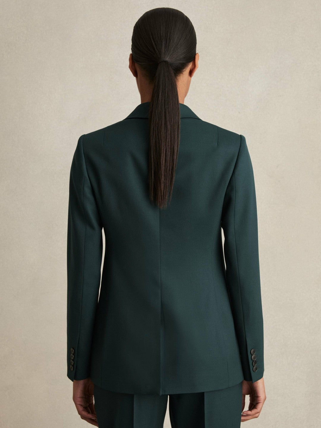 Reiss Petite Wool-Blend Single-Breasted Suit Blazer in Green