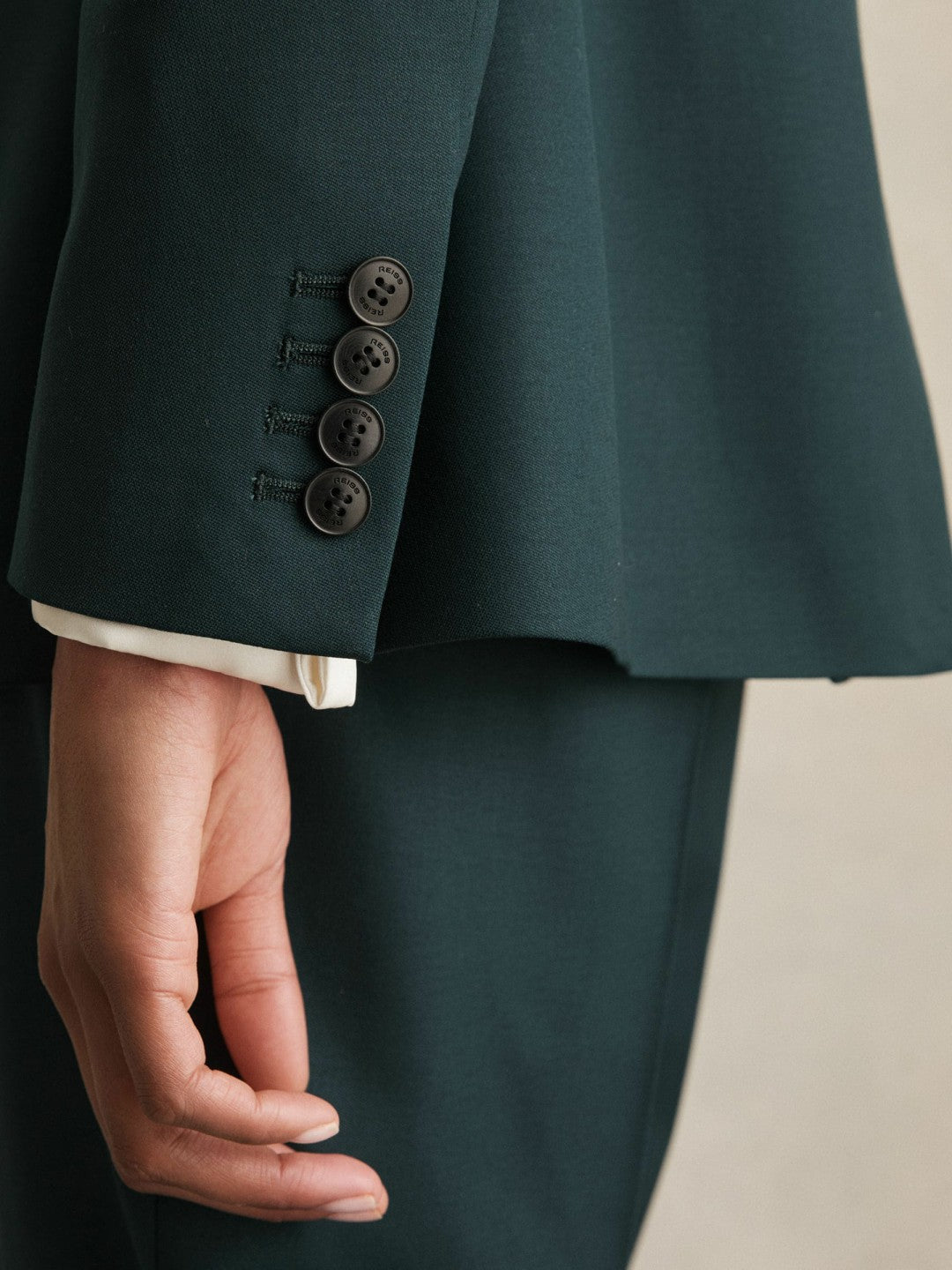 Reiss Petite Wool-Blend Single-Breasted Suit Blazer in Green