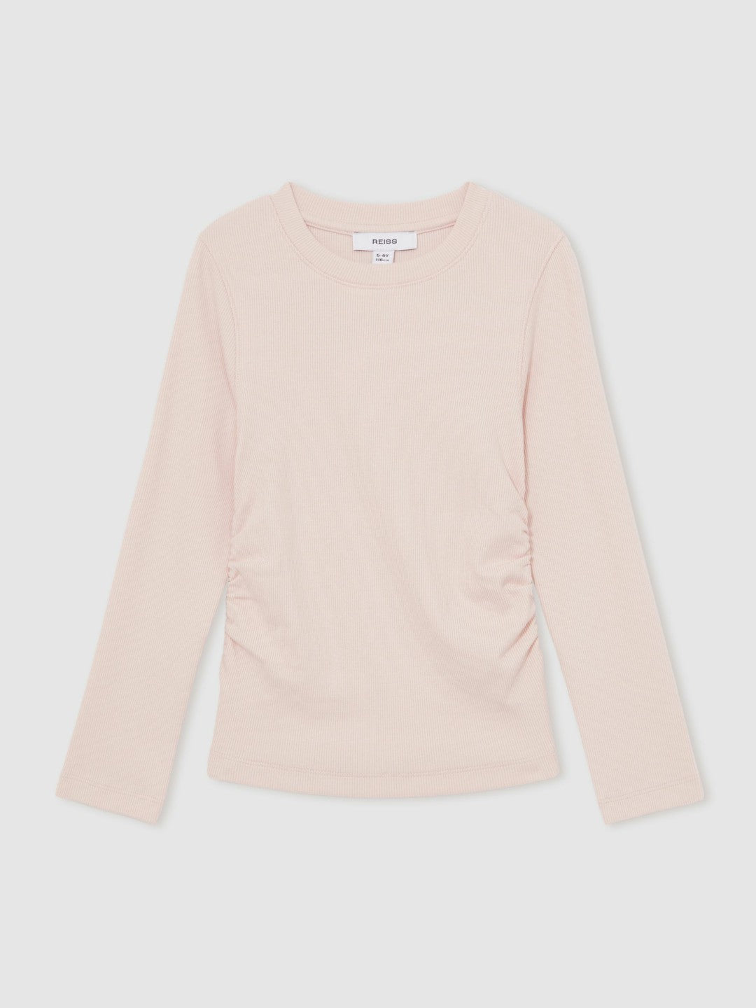 Reiss Best Seller - 4-9 yrs Cotton Ruched Long-Sleeve T-Shirt with Stretch in Pale Pink