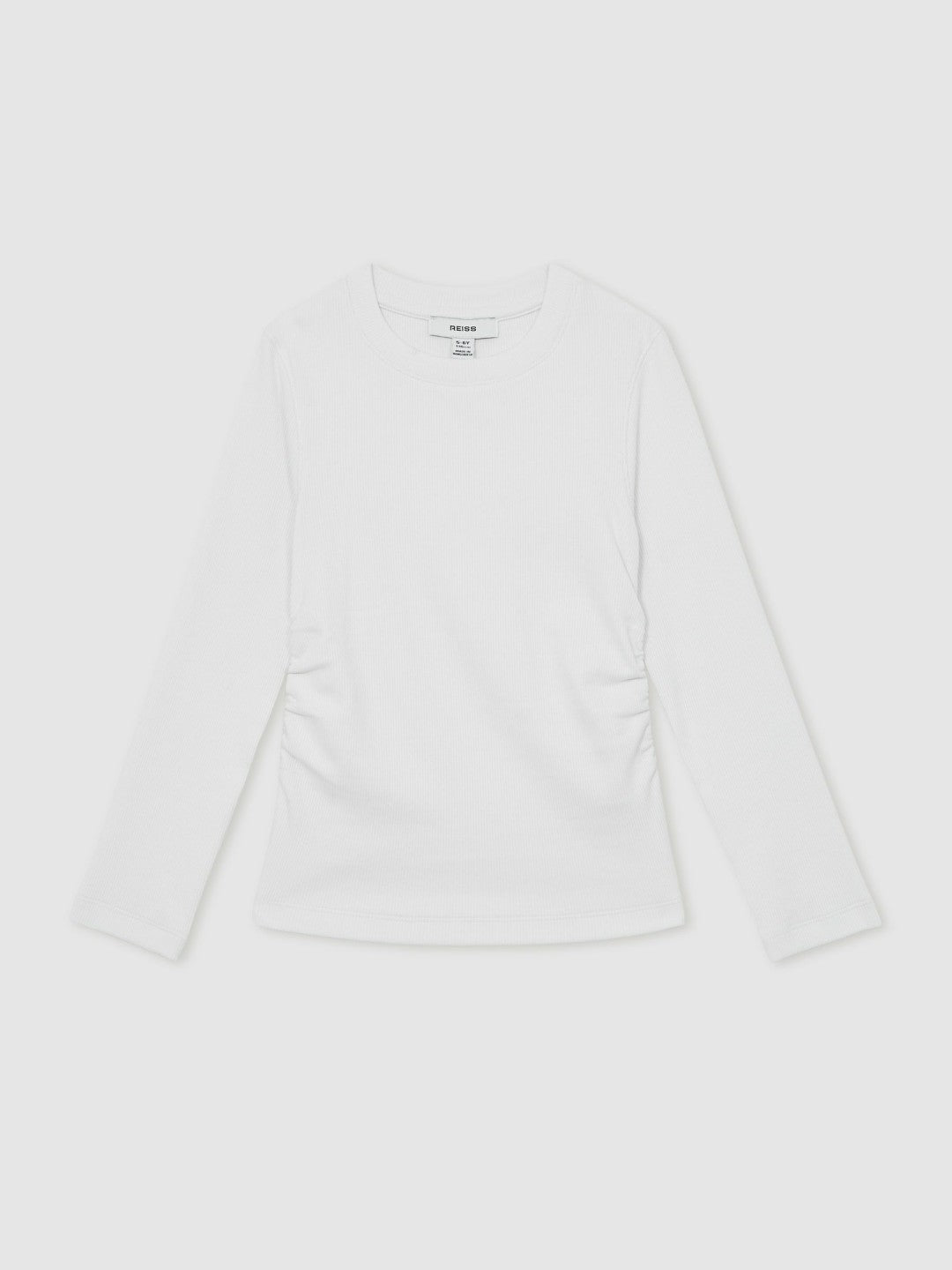 Reiss Savings - 9-13 yrs Cotton Ruched Long-Sleeve T-Shirt with Stretch in Ivory