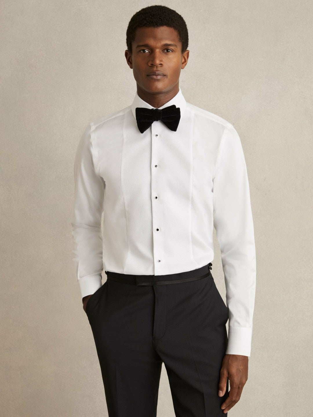 Reiss Regular Fit Cotton Double-Cuff Dinner Shirt Regular-Fit in White
