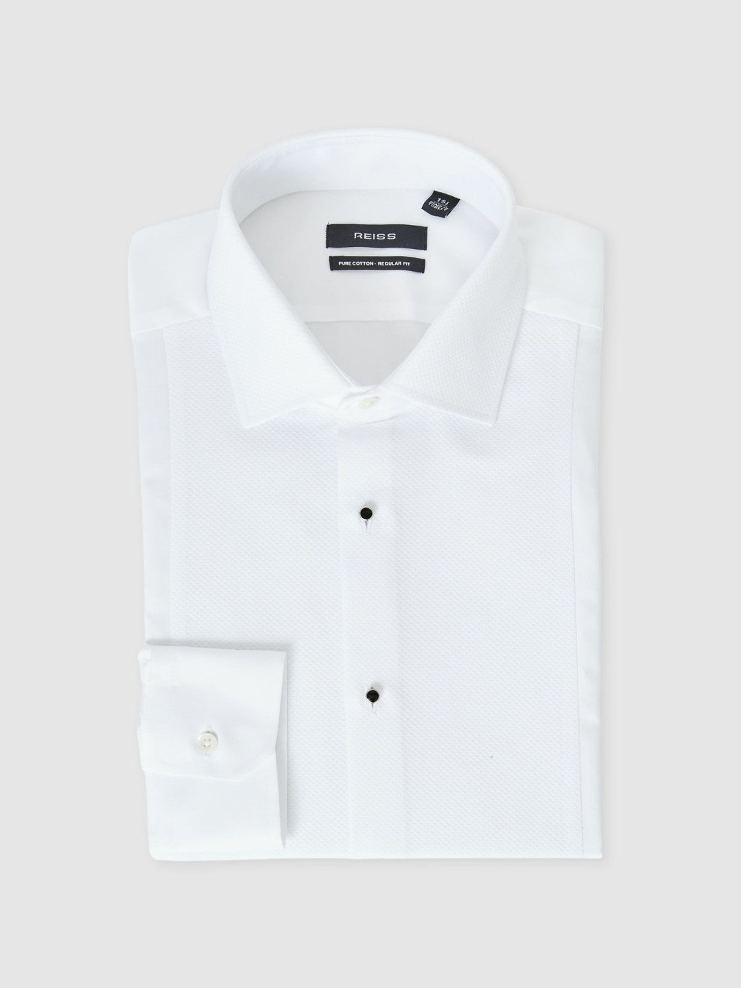 Reiss Regular Fit Cotton Double-Cuff Dinner Shirt Regular-Fit in White