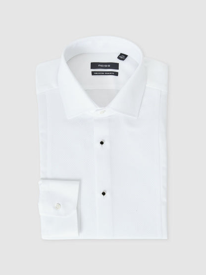Reiss Regular Fit Cotton Double-Cuff Dinner Shirt Regular-Fit in White