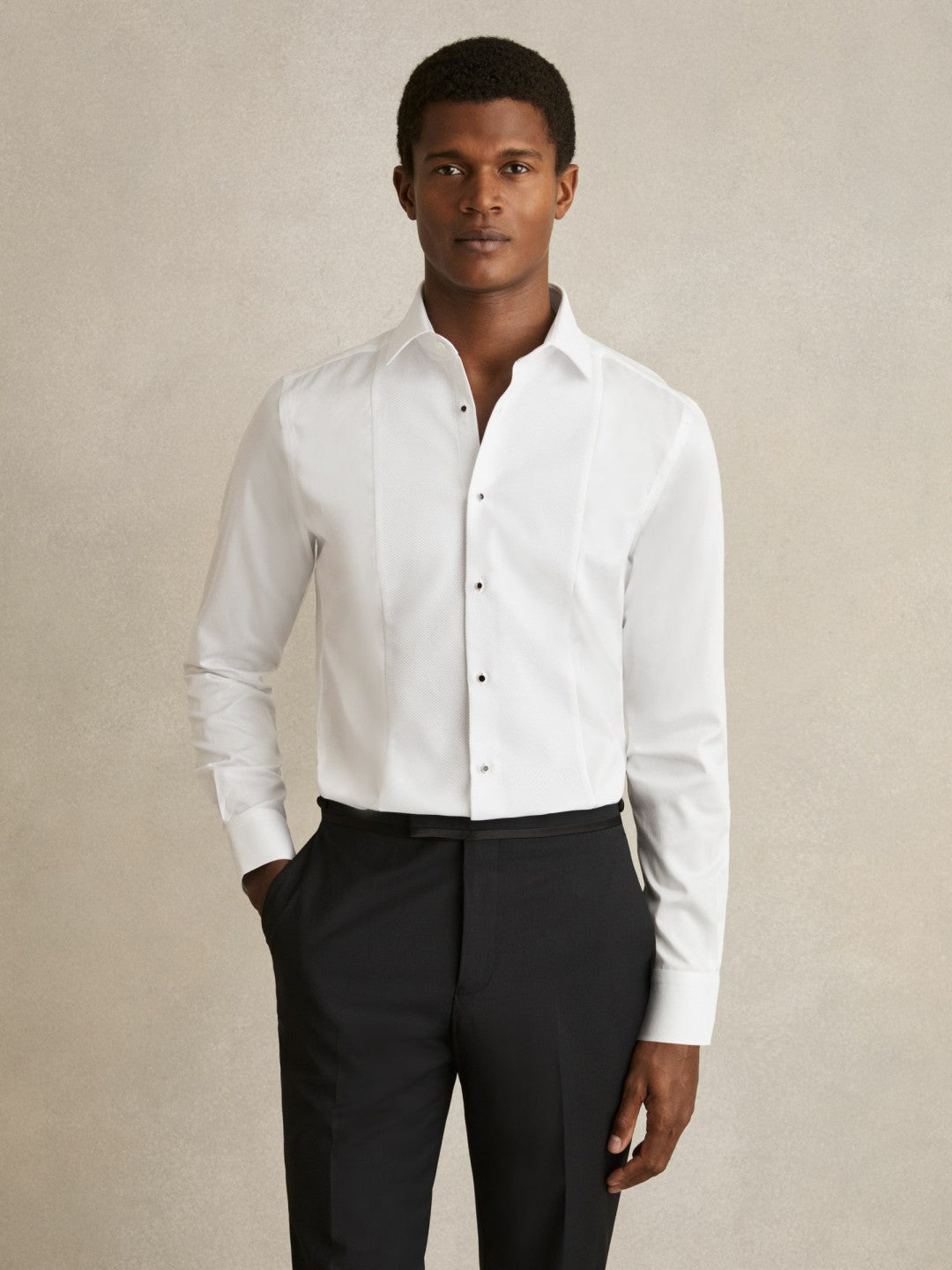 Reiss Regular Fit Cotton Double-Cuff Dinner Shirt Regular-Fit in White
