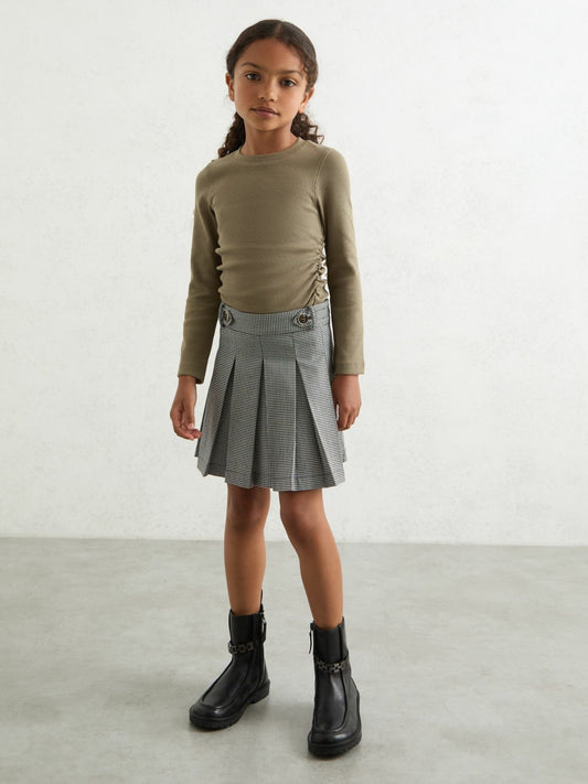 Reiss Value - 9-13 yrs Cotton Ruched Long-Sleeve T-Shirt with Stretch in Khaki