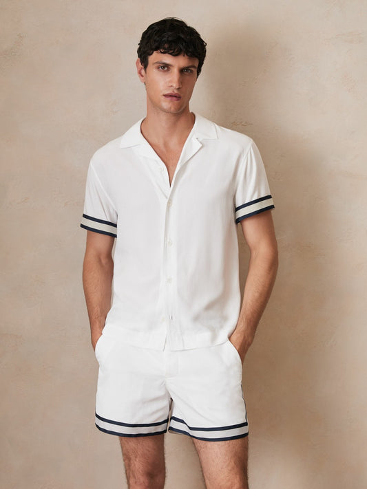 Reiss Popular Choice - | Ché Stripe-Cuff Shirt in White
