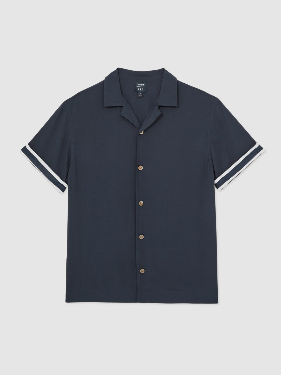 Reiss Offer - | Ché Stripe-Cuff Shirt in Navy