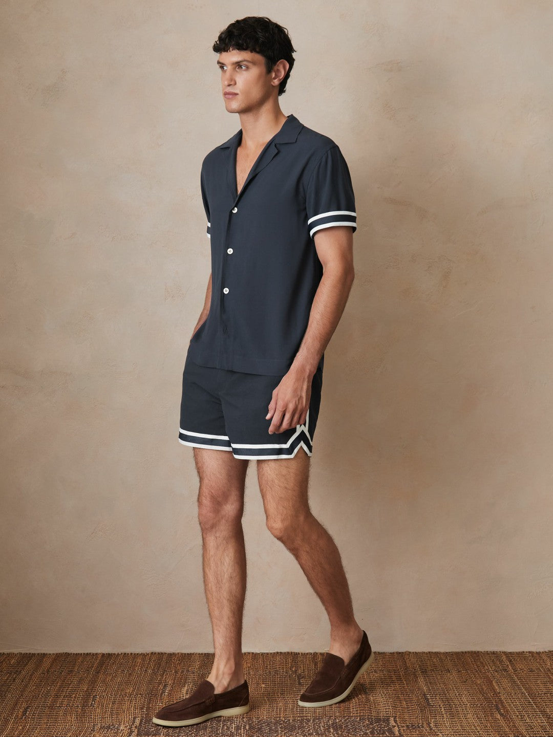 Reiss Offer - | Ché Stripe-Cuff Shirt in Navy