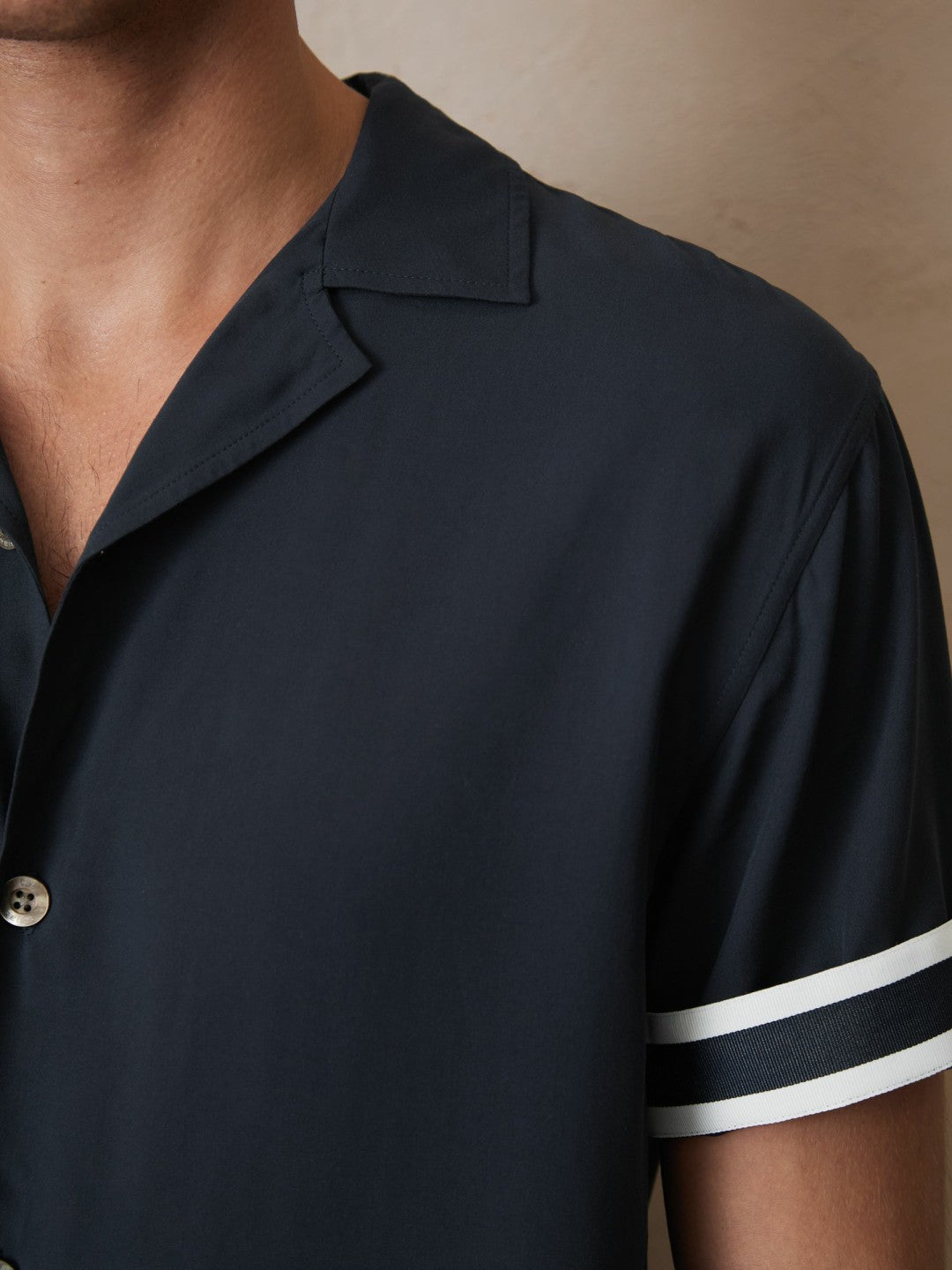 Reiss Offer - | Ché Stripe-Cuff Shirt in Navy