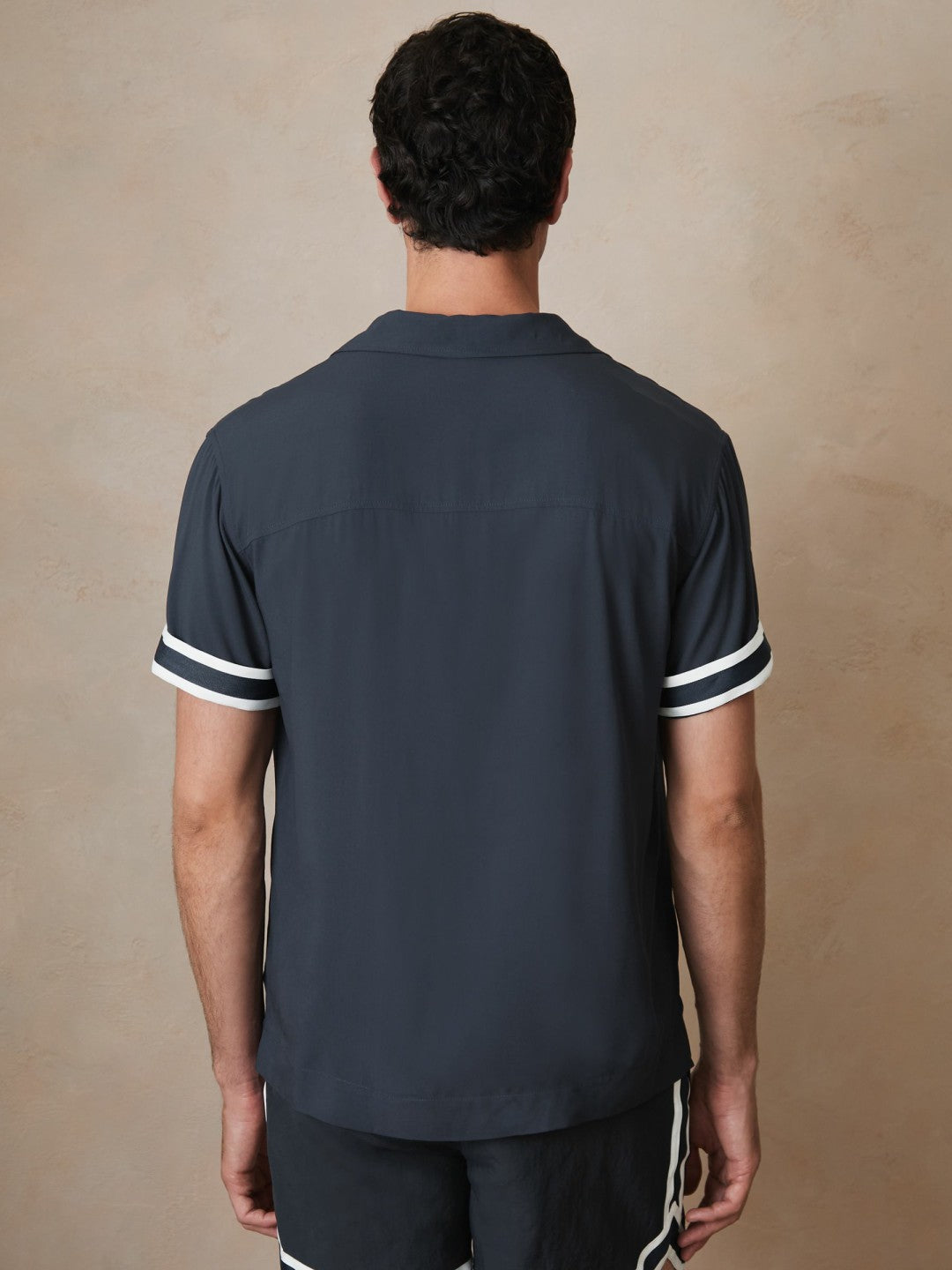 Reiss Offer - | Ché Stripe-Cuff Shirt in Navy