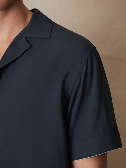 Reiss Offer - | Ché Stripe-Cuff Shirt in Navy