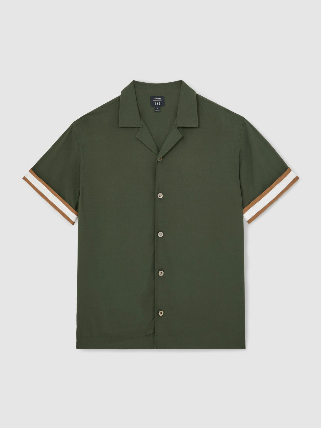 Reiss Value - | Ché Stripe-Cuff Shirt in Pine Green