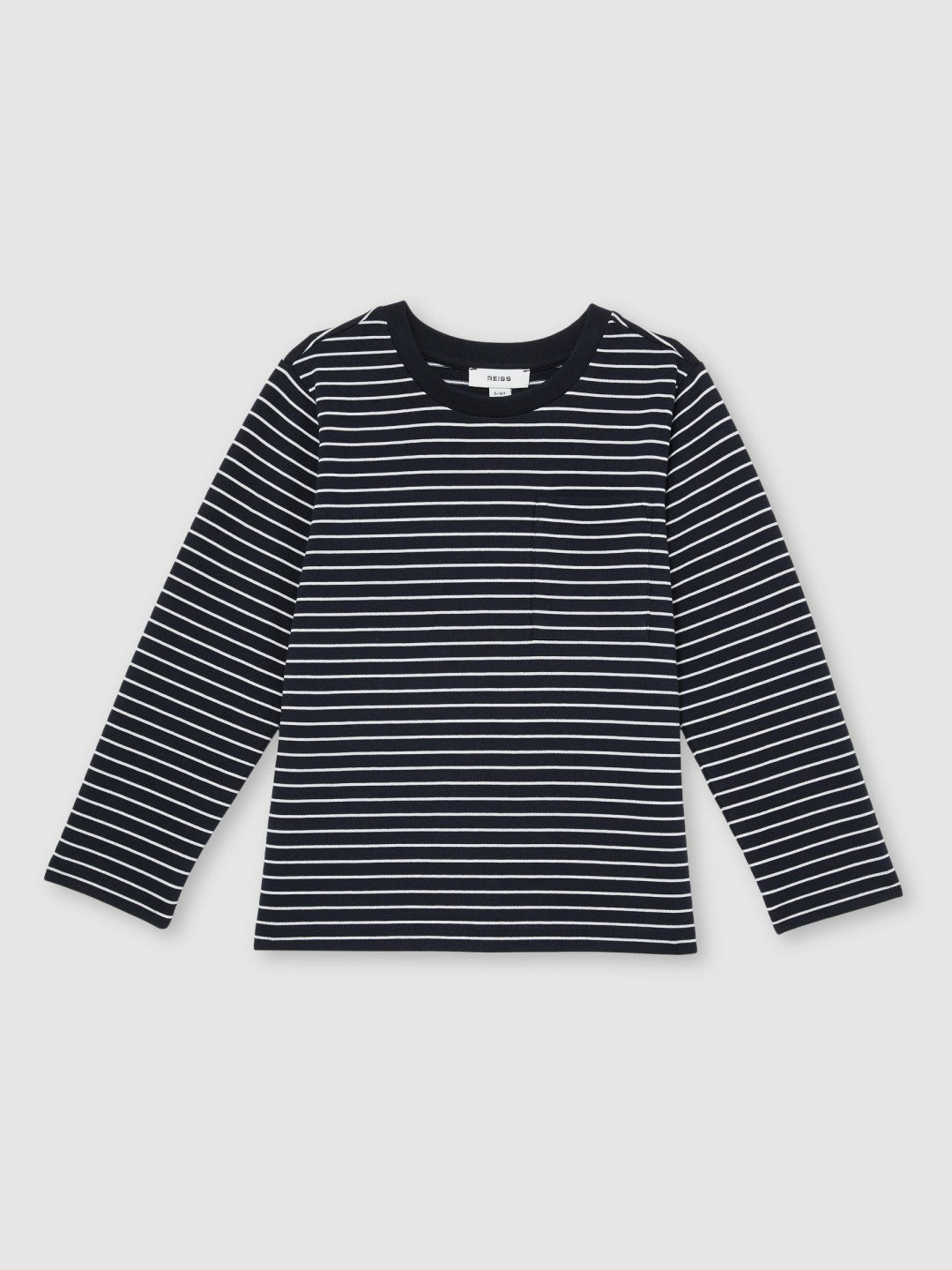 Reiss Best Seller - 13-14 yrs Stretch-Cotton Stripe T-Shirt in Navy/White