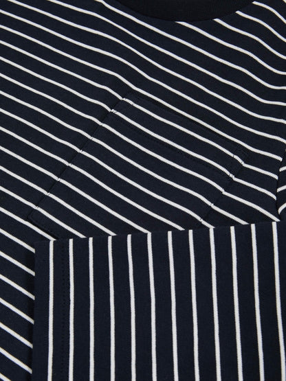 Reiss Best Seller - 13-14 yrs Stretch-Cotton Stripe T-Shirt in Navy/White