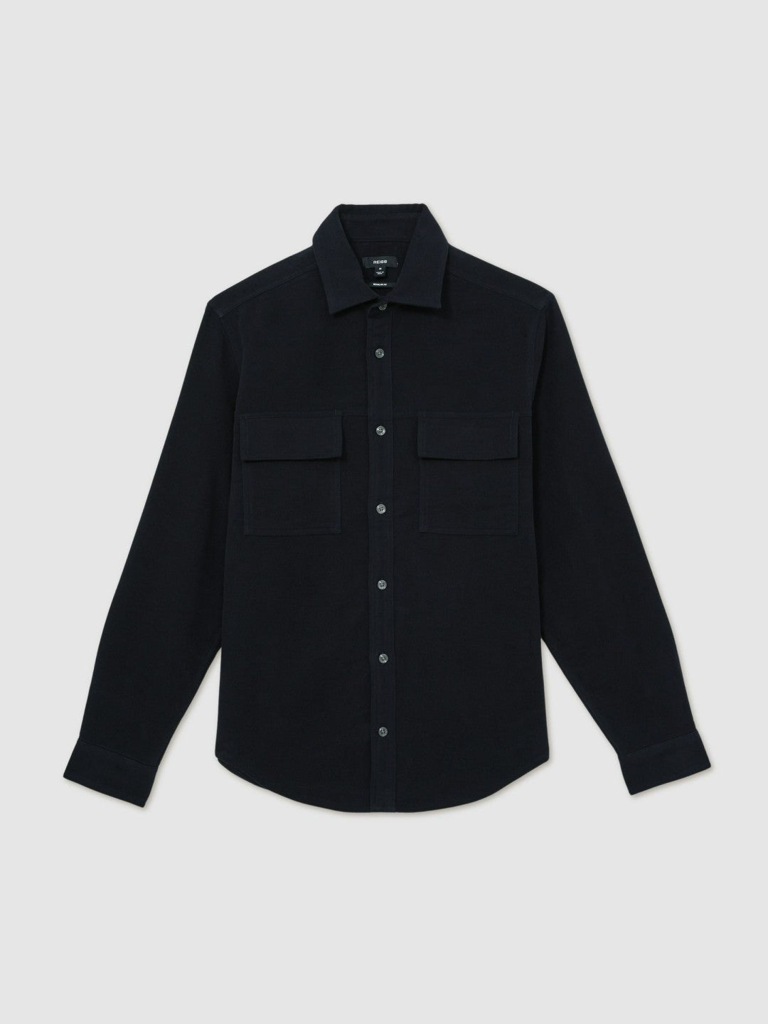 Reiss Popular Choice - Moleskin-Cotton Twin-Pocket Overshirt in Navy