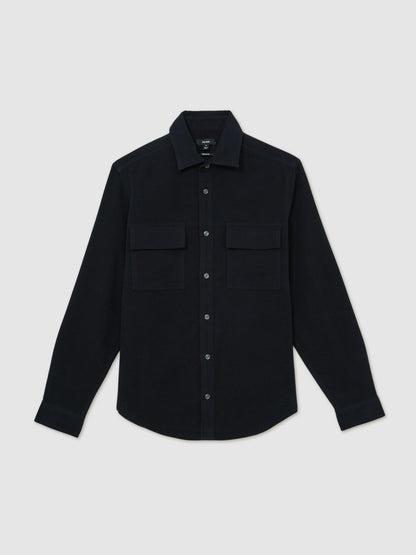 Reiss Popular Choice - Moleskin-Cotton Twin-Pocket Overshirt in Navy