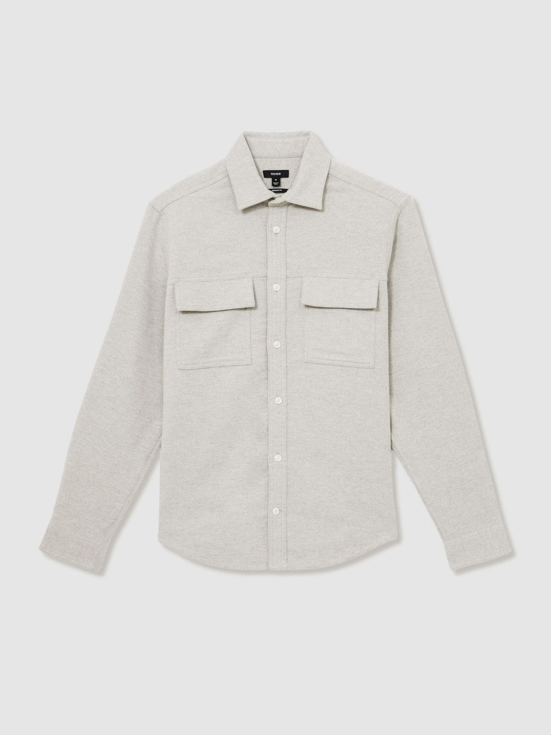 Reiss Value - Moleskin-Cotton Twin-Pocket Overshirt in Soft Grey Melange
