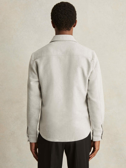 Reiss Value - Moleskin-Cotton Twin-Pocket Overshirt in Soft Grey Melange