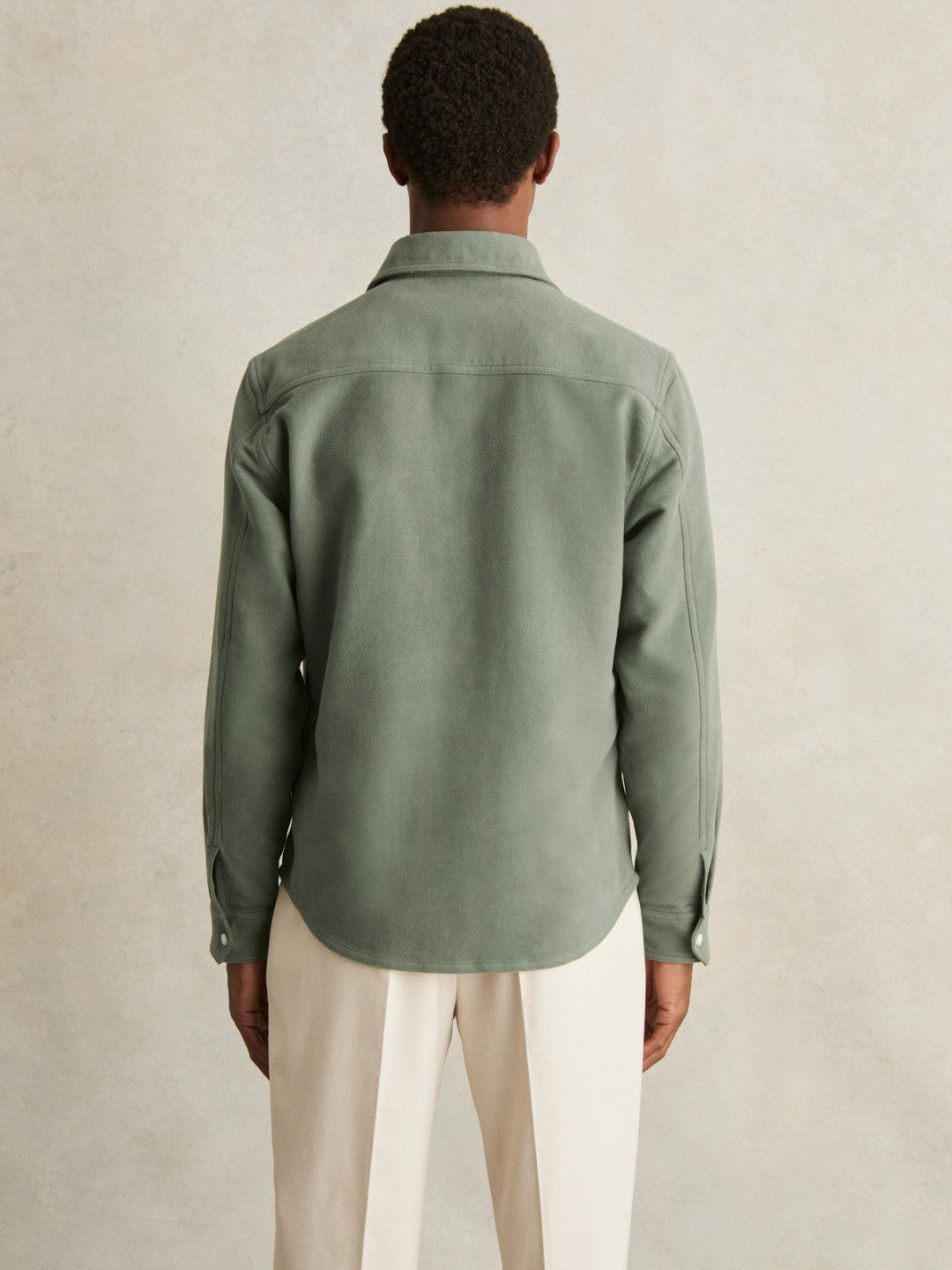 Reiss Offer - Moleskin-Cotton Twin-Pocket Overshirt in Green