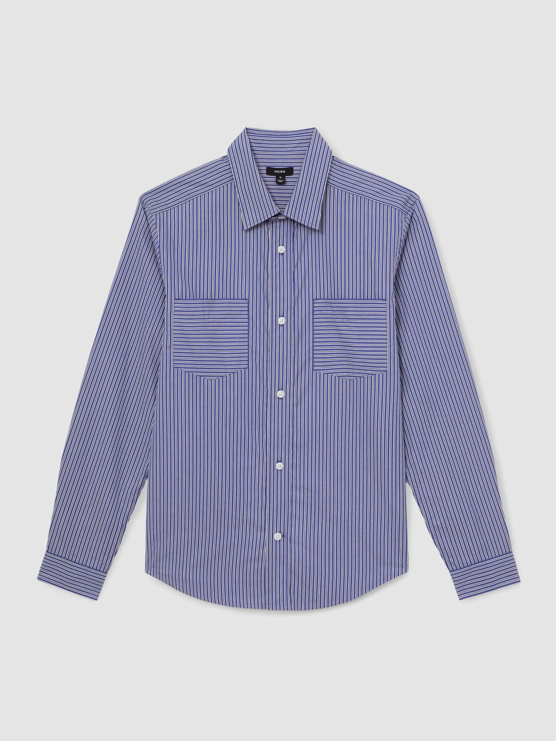 Reiss Popular Choice - Cotton-Poplin Stripe Twin-Pocket Shirt in Blue/White