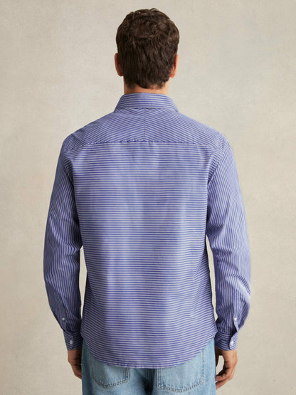 Reiss Popular Choice - Cotton-Poplin Stripe Twin-Pocket Shirt in Blue/White