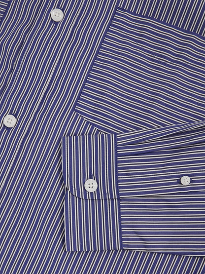 Reiss Popular Choice - Cotton-Poplin Stripe Twin-Pocket Shirt in Blue/White