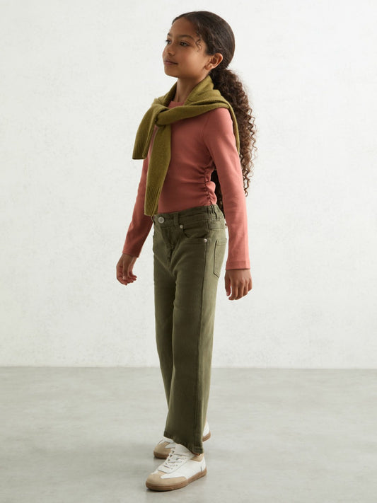Reiss Value - 9-13 yrs Cotton Ruched Long-Sleeve T-Shirt with Stretch in Rose