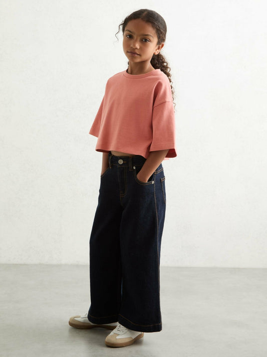 Reiss Affordable - 9-13 yrs Cotton Oversized Cropped T-Shirt in Rose