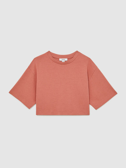 Reiss Affordable - 9-13 yrs Cotton Oversized Cropped T-Shirt in Rose