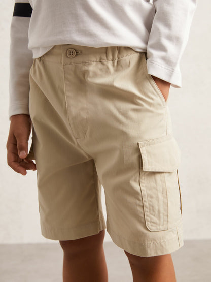 Reiss Featured - 13-14 yrs Ripstop Cargo Shorts in Light Stone