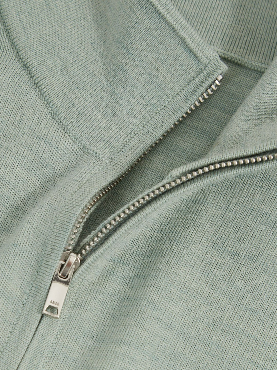 Reiss Value - Merino Wool Half-Zip Jumper in Sage Green Melange