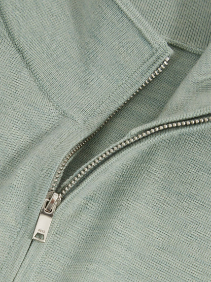 Reiss Value - Merino Wool Half-Zip Jumper in Sage Green Melange