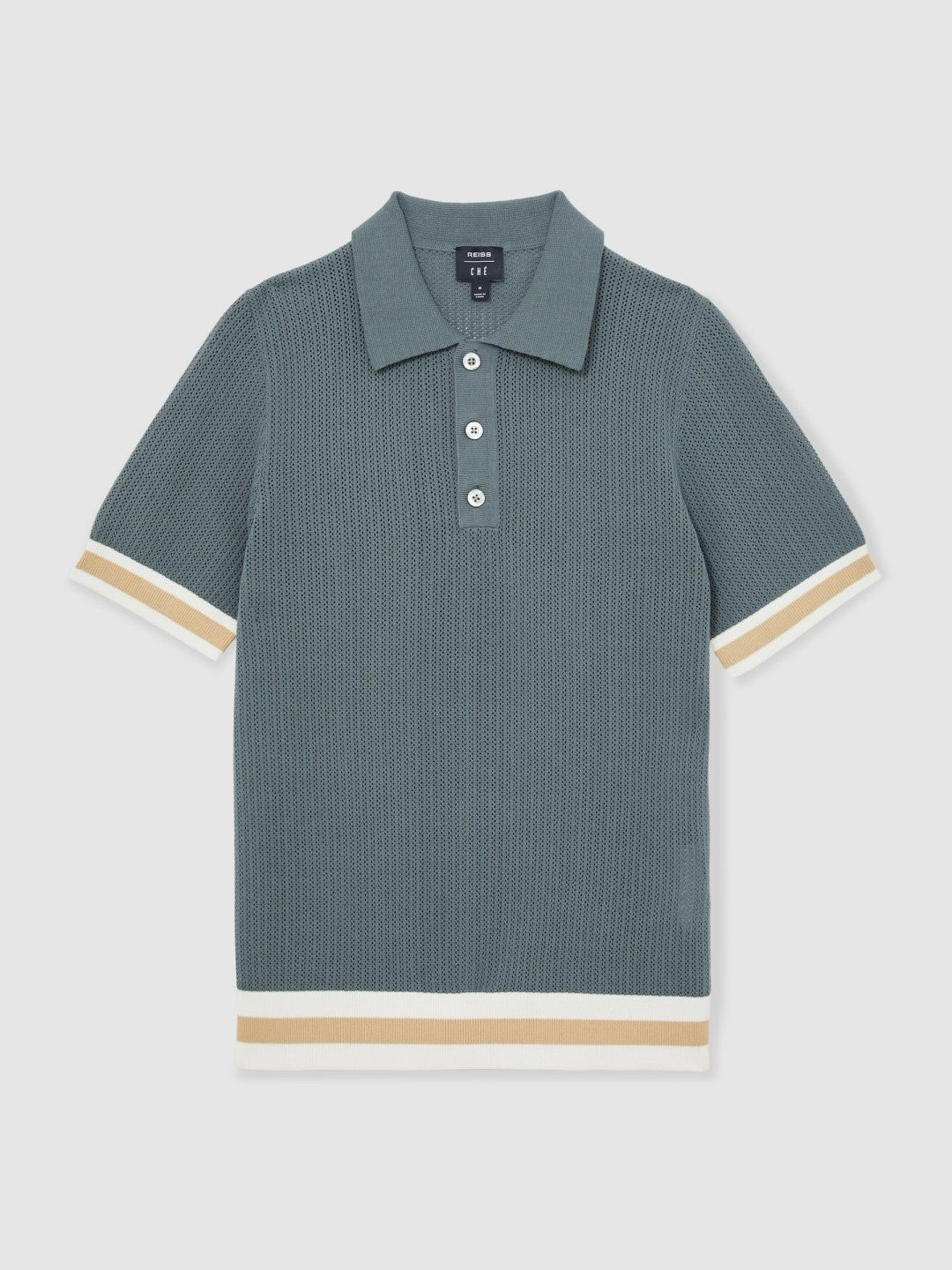 Reiss Offer - | Ché Cotton Knit Polo Shirt in Airforce Blue