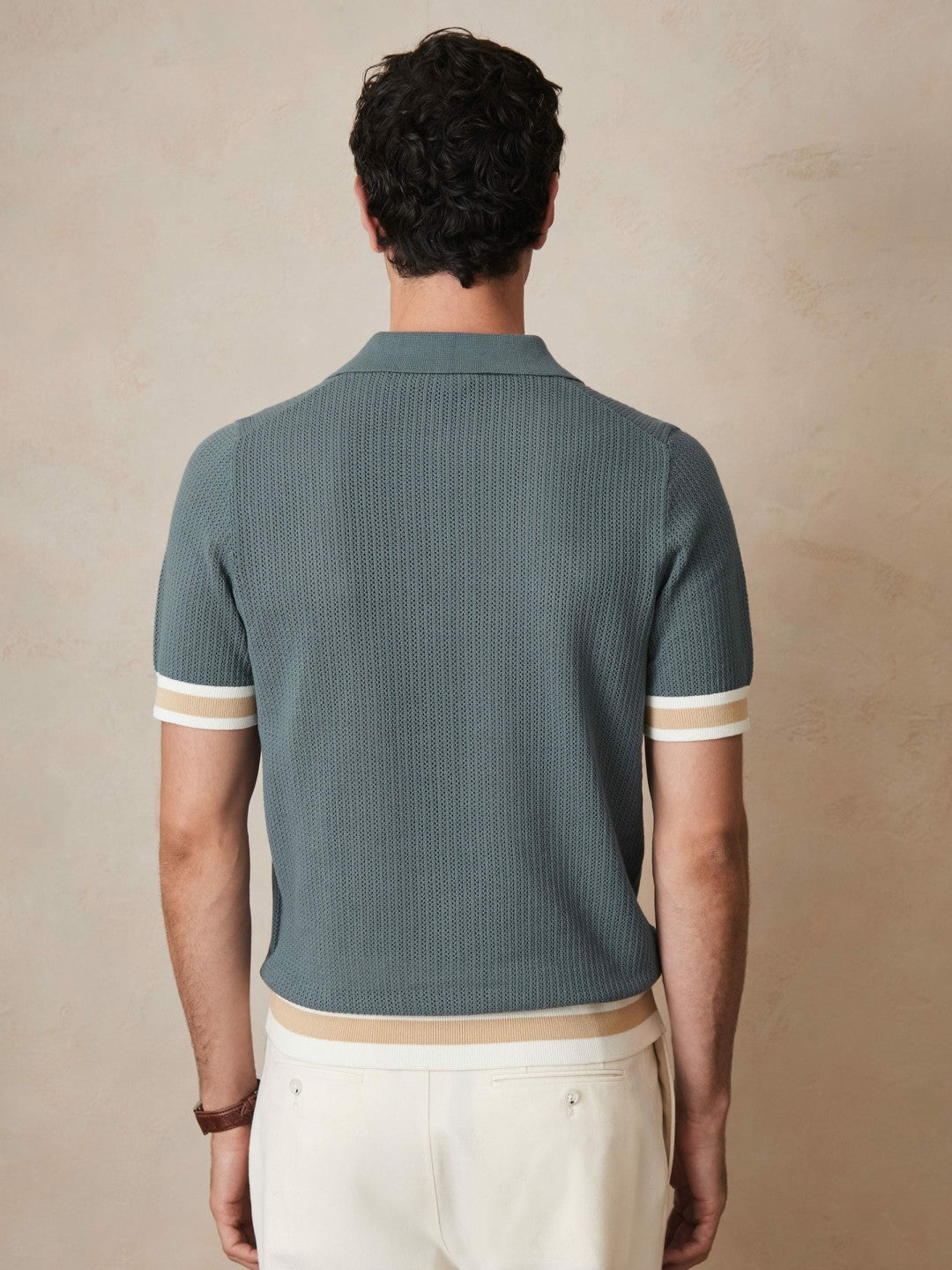 Reiss Offer - | Ché Cotton Knit Polo Shirt in Airforce Blue