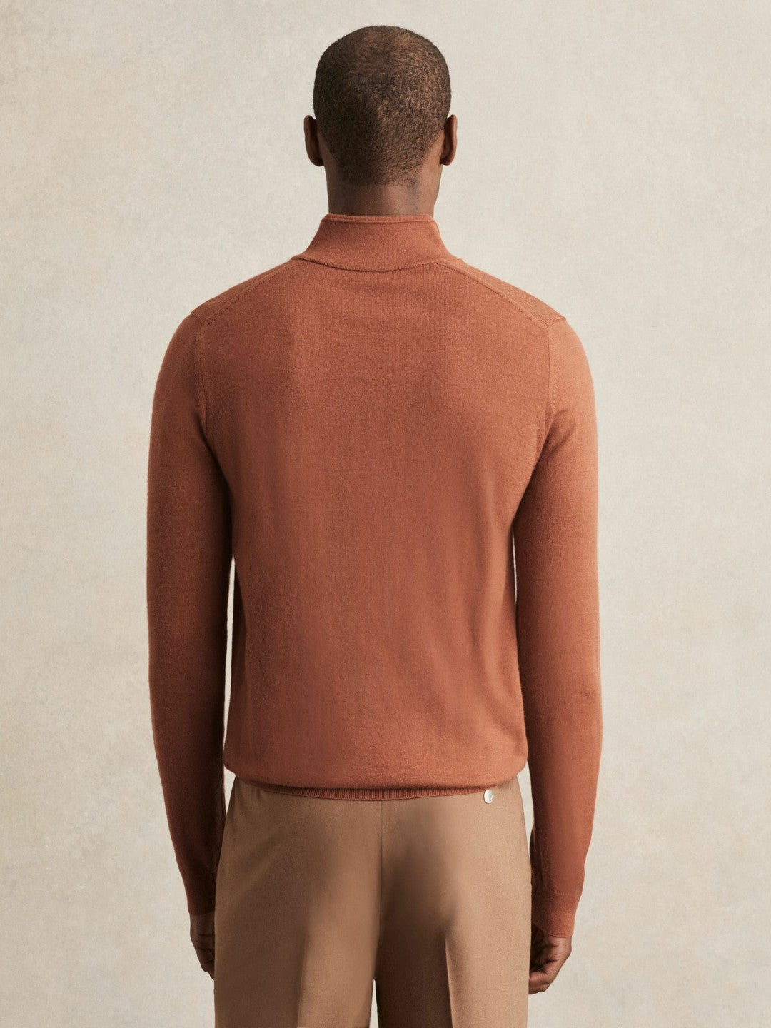Reiss Featured - Merino Wool Half-Zip Jumper in Cinnamon Brown