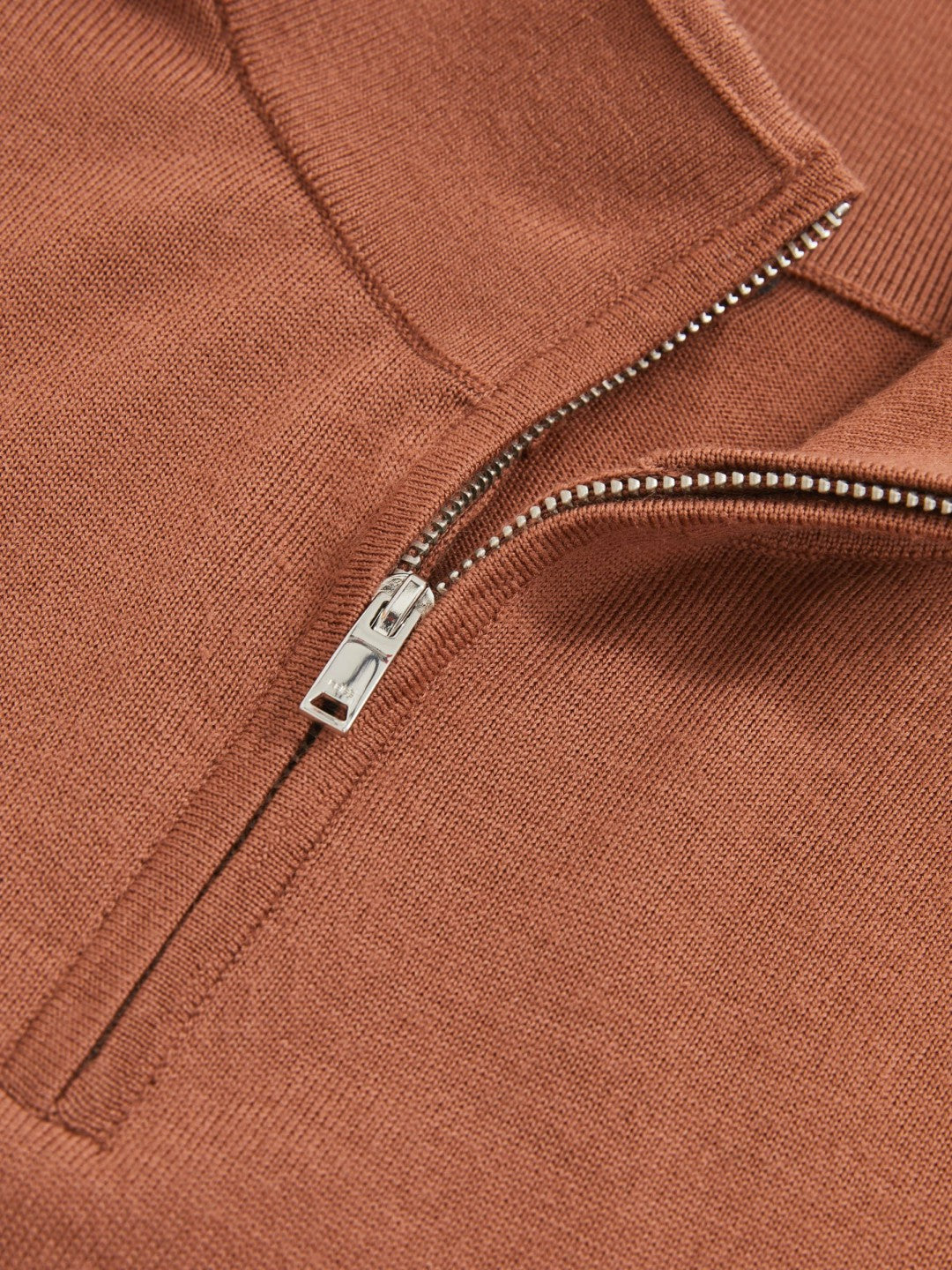 Reiss Featured - Merino Wool Half-Zip Jumper in Cinnamon Brown