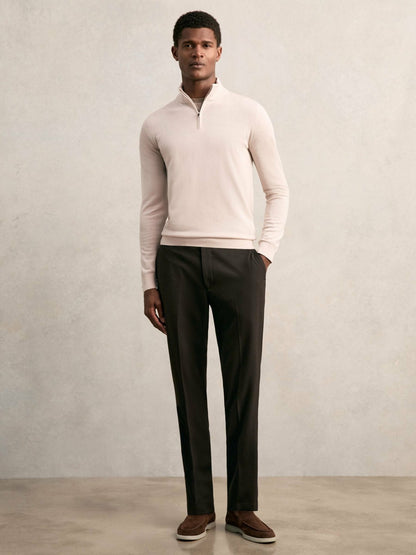 Reiss Value - Merino Wool Half-Zip Jumper in Beige