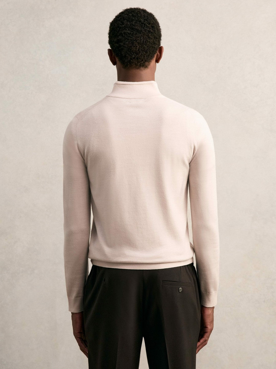 Reiss Value - Merino Wool Half-Zip Jumper in Beige