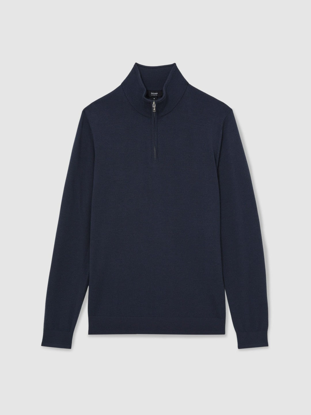 Reiss Affordable - Merino Wool Half-Zip Jumper in Midnight Navy