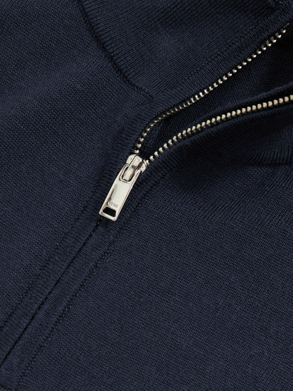 Reiss Affordable - Merino Wool Half-Zip Jumper in Midnight Navy