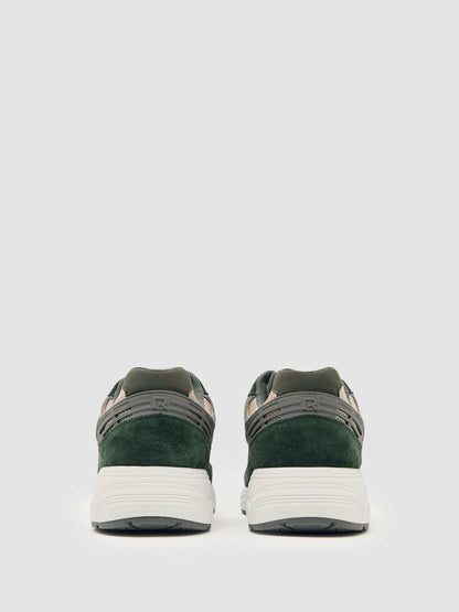 Reiss Savings - Panelled Running Trainers in Forest Green/Stone