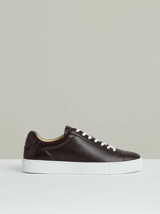 Reiss Sale - Leather Low-Top Trainers in Plum Purple