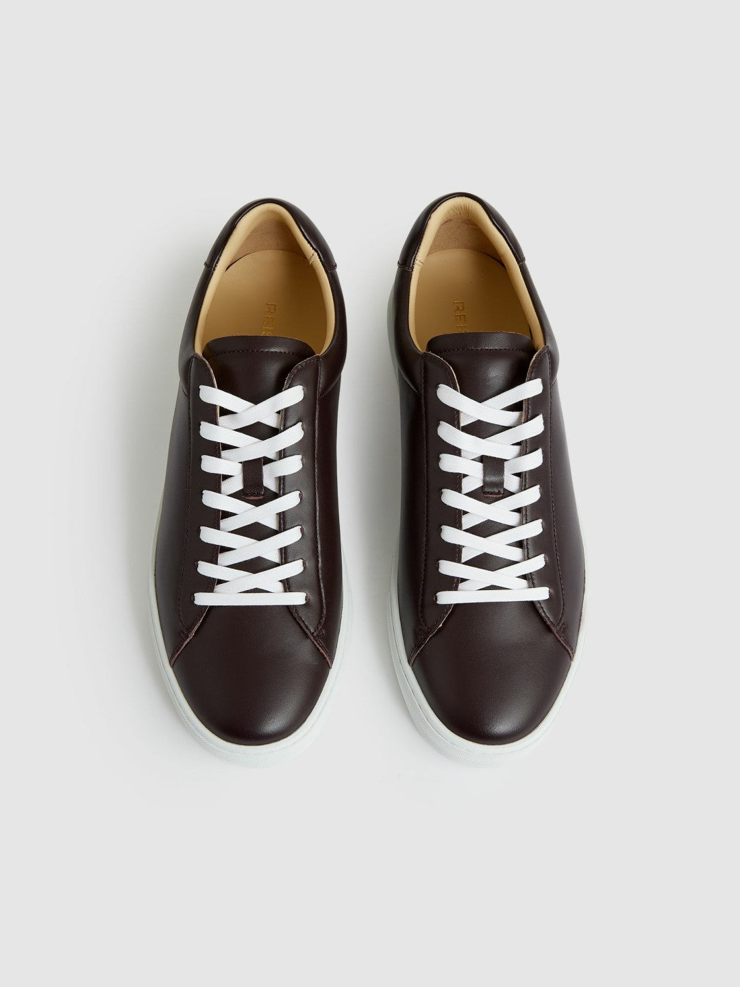 Reiss Sale - Leather Low-Top Trainers in Plum Purple