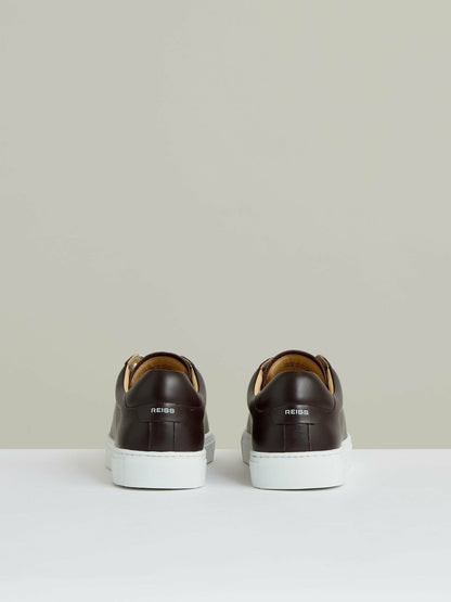 Reiss Sale - Leather Low-Top Trainers in Plum Purple