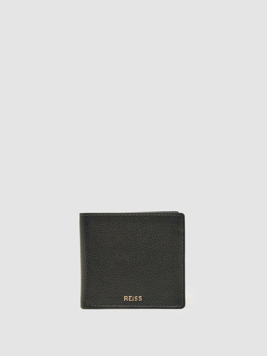 Reiss Featured - Grained Leather Wallet in Chocolate