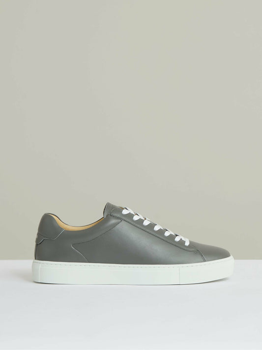 Reiss Affordable - Leather Low-Top Trainers in Graphite Grey