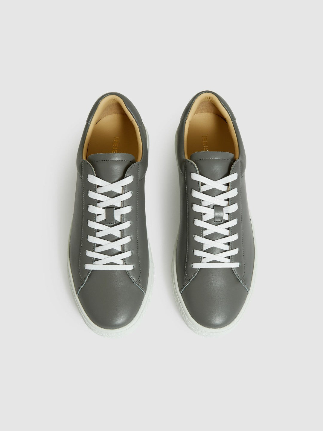 Reiss Affordable - Leather Low-Top Trainers in Graphite Grey